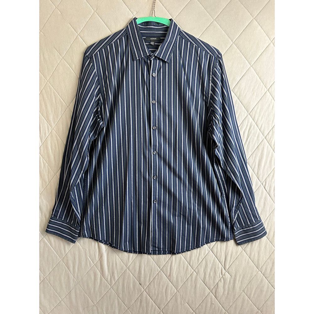 Alfani Button Up Men's‎ Large Long Sleeve Striped
